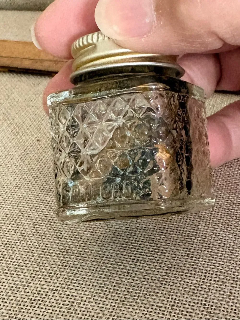 Vintage Sanford’s Gold Ink No. 564 Glass Bottle w/ Original Lid Dried Ink